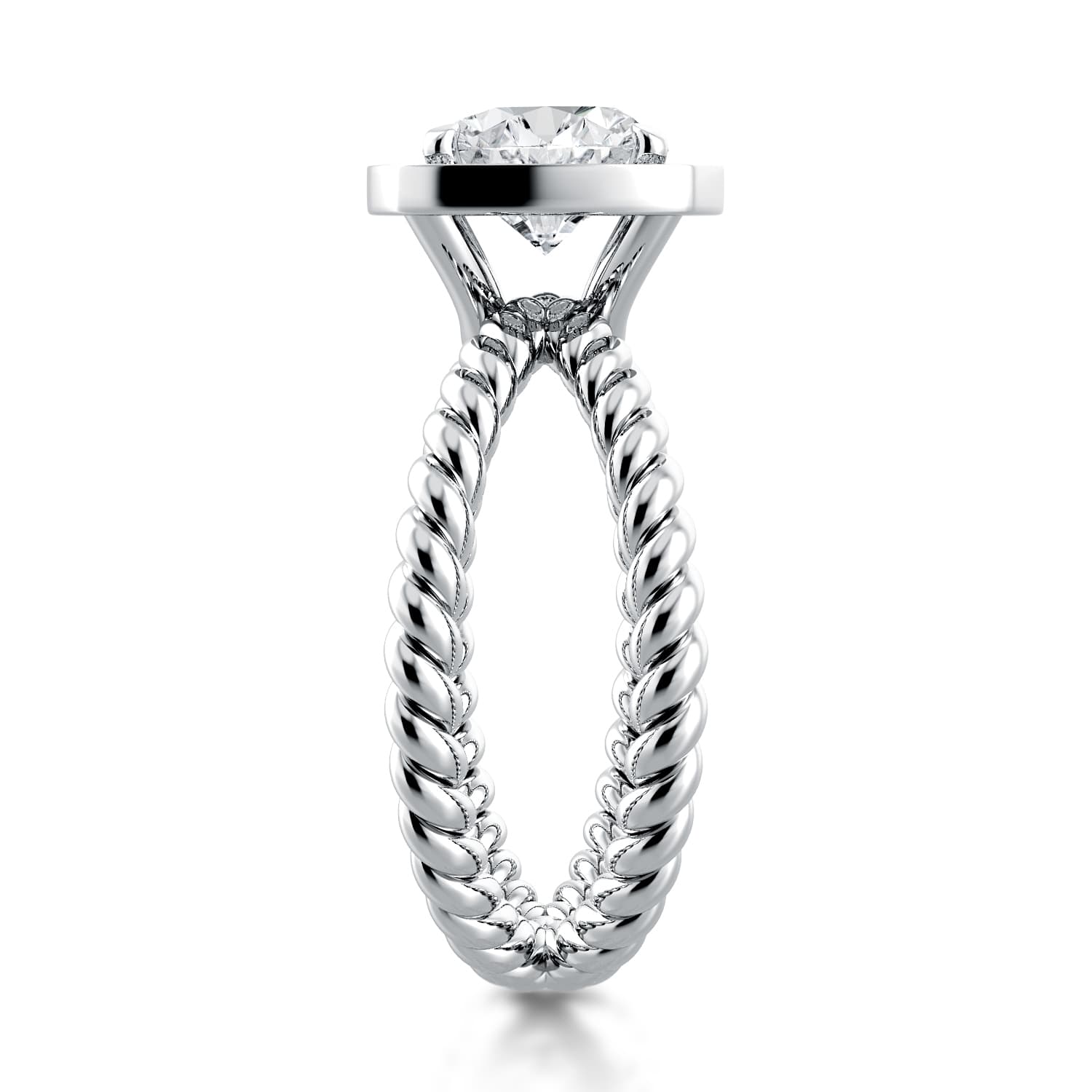 Eleganza Unique Design Engagement Ring with Halo