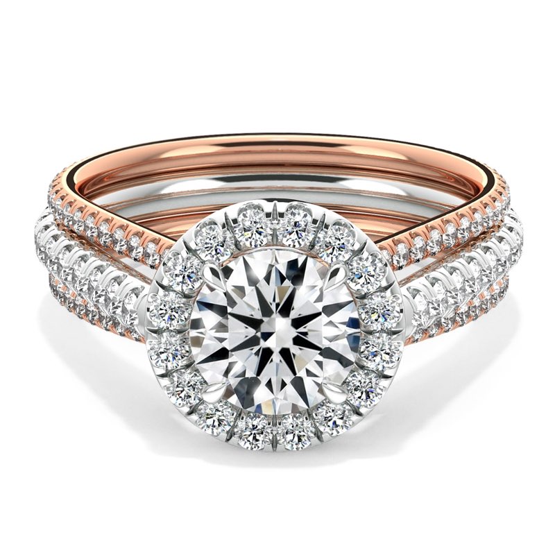Couture Triple Shank Two-Color Engagement Ring