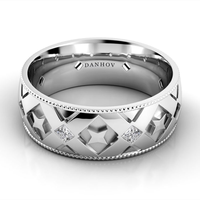 Classico Flat Diamond Men's Wedding Band