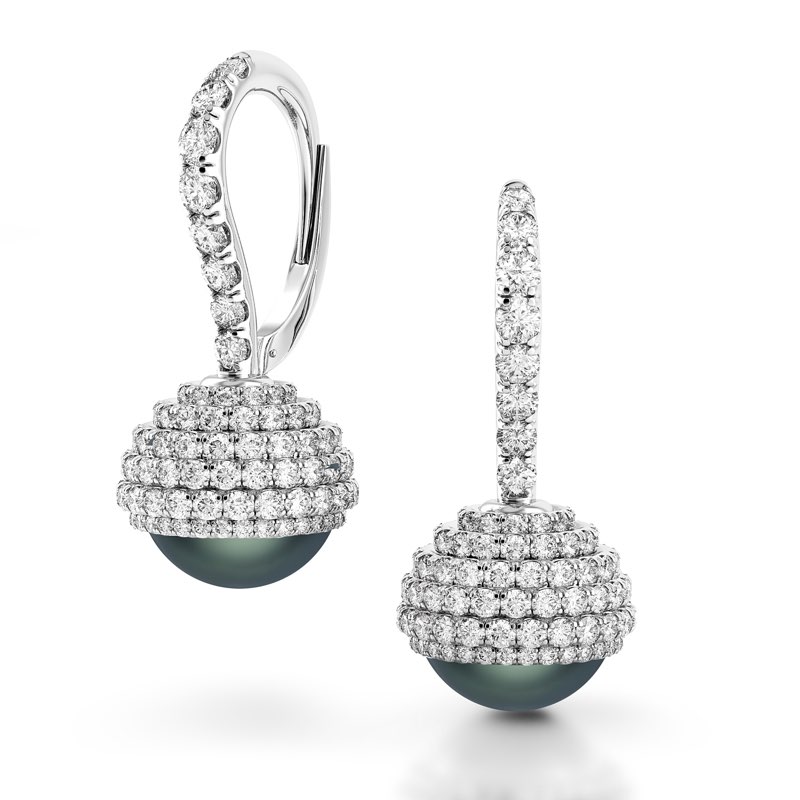 Trenta Limited Edition Black Pearl Diamond Earrings