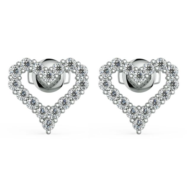 Norme de Danhov Heart Shape Diamond Earrings in 14k White Gold