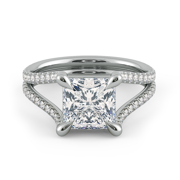 Danhov Per lei Double Shank Princess Cut Engagement Ring in Platinum 