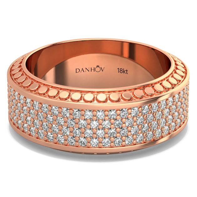 Danhov Tubetto Diamond Wedding Ring in 14Kt Rose Gold 