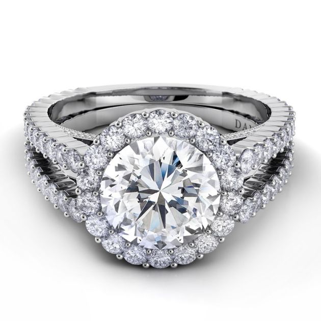 Danhov Carezza Double Halo Engagement Ring in 14k White Gold