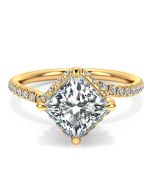 Danhov Abbraccio Swirl Princess Diamond Engagement Ring in 18k Yellow Gold