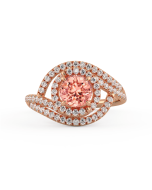 Danhov Abbraccio Double Swirl Peachy Pink Diamond Engagement Ring in 14k Rose Gold