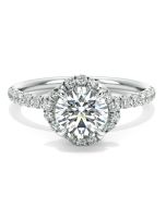 Norme De Danhov Halo Ladies Engagement Ring in 14k White Gold