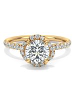 Norme De Danhov Halo Ladies Engagement Ring in 14k Yellow Gold