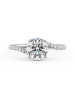 Danhov Abbraccio Swirl Diamond Engagement Ring in 18k White Gold