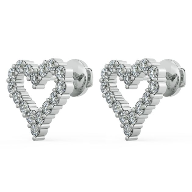 Norme de Danhov Heart Shape Diamond Earrings in Platinum