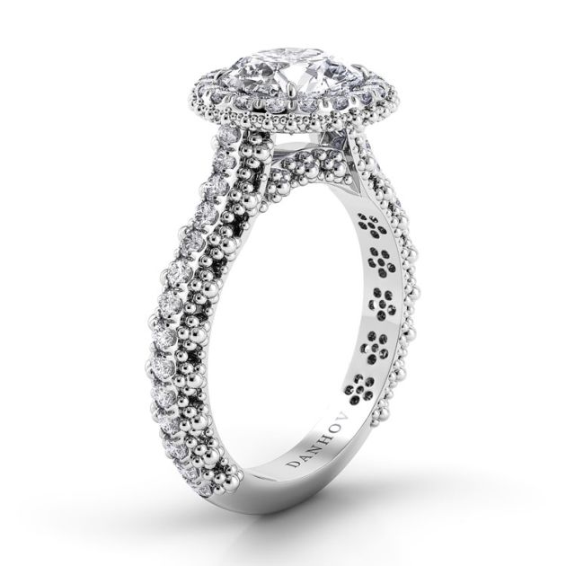 Danhov Petalo Floral Diamond Engagement Ring in 14k White Gold