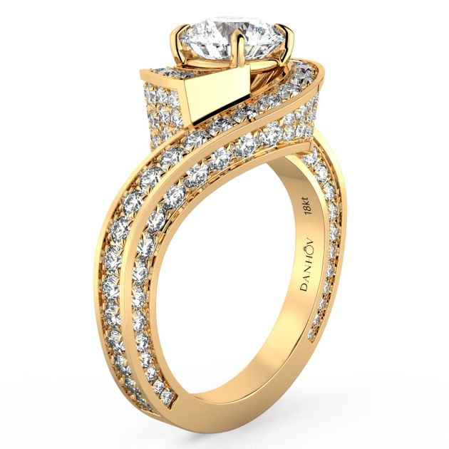 Danhov Abbraccio Swirl Diamond Engagement Ring in 18k Yellow Gold