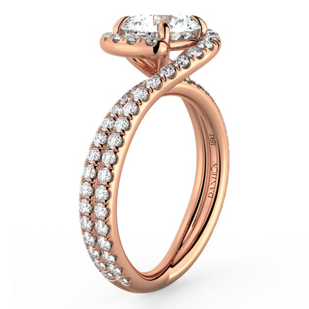 Danhov Abbraccio Unique Swirl Engagement Ring in 14k Rose Gold