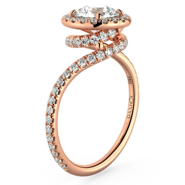 Danhov Abbraccio Swirl Diamond Engagement Ring in 14k Rose Gold