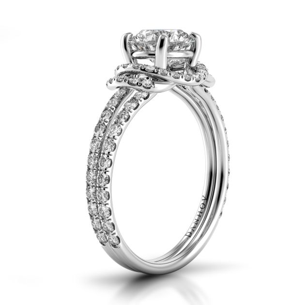 Danhov Solo Filo  Halo Engagement Ring  in 14k White Gold